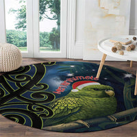 New Zealand Christmas Round Carpet Cute Kakapo Meri Kirihimete Maori Koru LT14 - Polynesian Pride