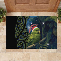 New Zealand Christmas Rubber Doormat Cute Kakapo Meri Kirihimete Maori Koru LT14 Blue - Polynesian Pride
