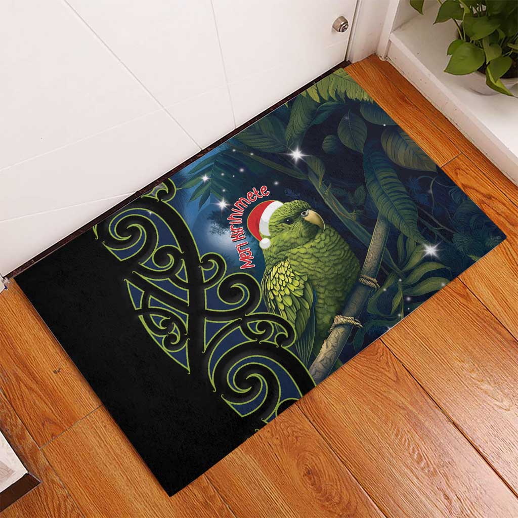 New Zealand Christmas Rubber Doormat Cute Kakapo Meri Kirihimete Maori Koru LT14 - Polynesian Pride