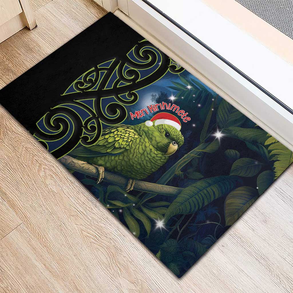 New Zealand Christmas Rubber Doormat Cute Kakapo Meri Kirihimete Maori Koru LT14 - Polynesian Pride