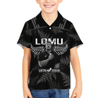 New Zealand Silver Fern Rugby Family Matching Short Sleeve Bodycon Dress and Hawaiian Shirt Aotearoa Godfather Proud Gone But Never Forgotten LT14 Son's Shirt Black - Polynesian Pride