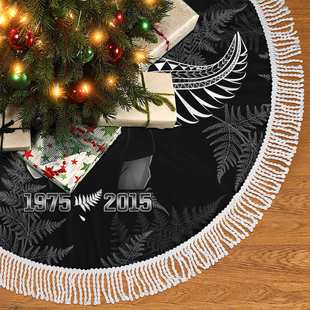 New Zealand Silver Fern Rugby Tree Skirt Aotearoa Godfather Proud Gone But Never Forgotten LT14 - Polynesian Pride