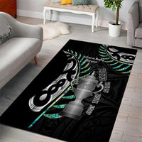 Personalised New Zealand Silver Fern Rugby Area Rug Paua Shell With Champions Trophy History NZ Forever LT14 - Polynesian Pride