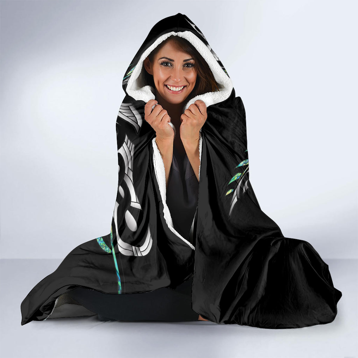 Personalised New Zealand Silver Fern Rugby Hooded Blanket Paua Shell With Champions Trophy History NZ Forever LT14 - Polynesian Pride