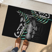 Personalised New Zealand Silver Fern Rugby Rubber Doormat Paua Shell With Champions Trophy History NZ Forever LT14 - Polynesian Pride