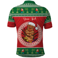 Personalized Hawaii Christmas Polo Shirt Tiki Santa Mele Kalikimaka