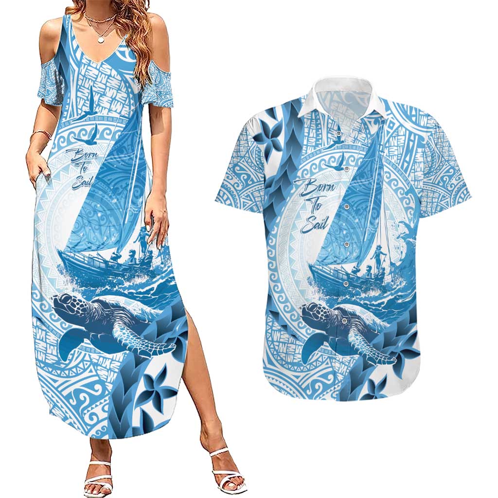New Zealand Saling Couples Matching Summer Maxi Dress and Hawaiian Shirt Aotearoa Yacht Racing - Born To Sail