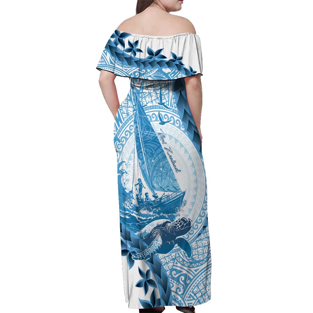 New Zealand Sailing Off Shoulder Maxi Dress Aotearoa Yacht Racing - Born To Sail LT14 - Polynesian Pride