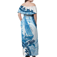 New Zealand Sailing Off Shoulder Maxi Dress Aotearoa Yacht Racing - Born To Sail LT14 - Polynesian Pride