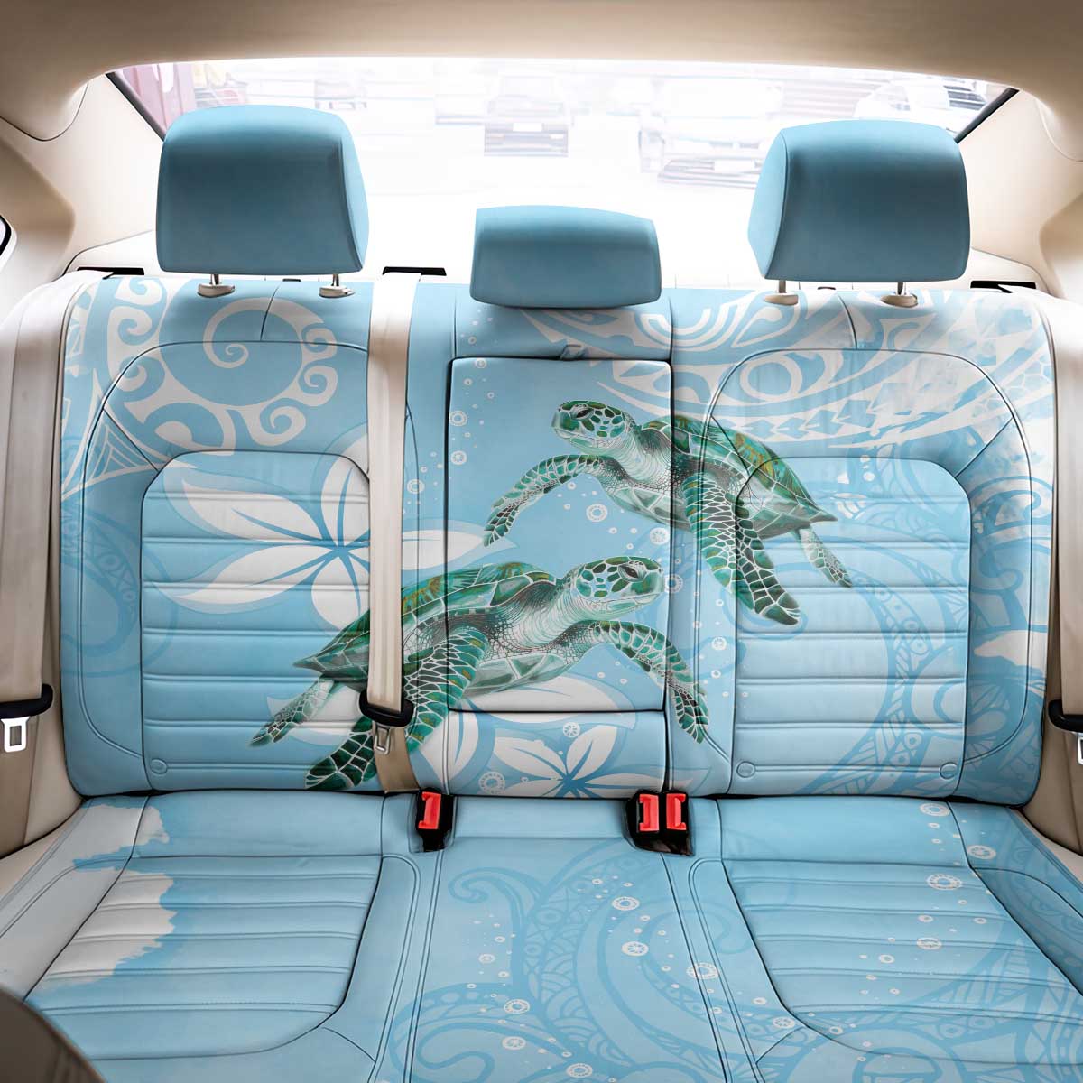 Polynesia Valentine's Day Back Car Seat Cover SeaTurtle Couple Polynesian - Fairy Sparkles Color