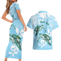 Personalised Polynesia Valentine's Day Couples Matching Short Sleeve Bodycon Dress and Hawaiian Shirt SeaTurtle Couple Polynesian - Fairy Sparkles Color