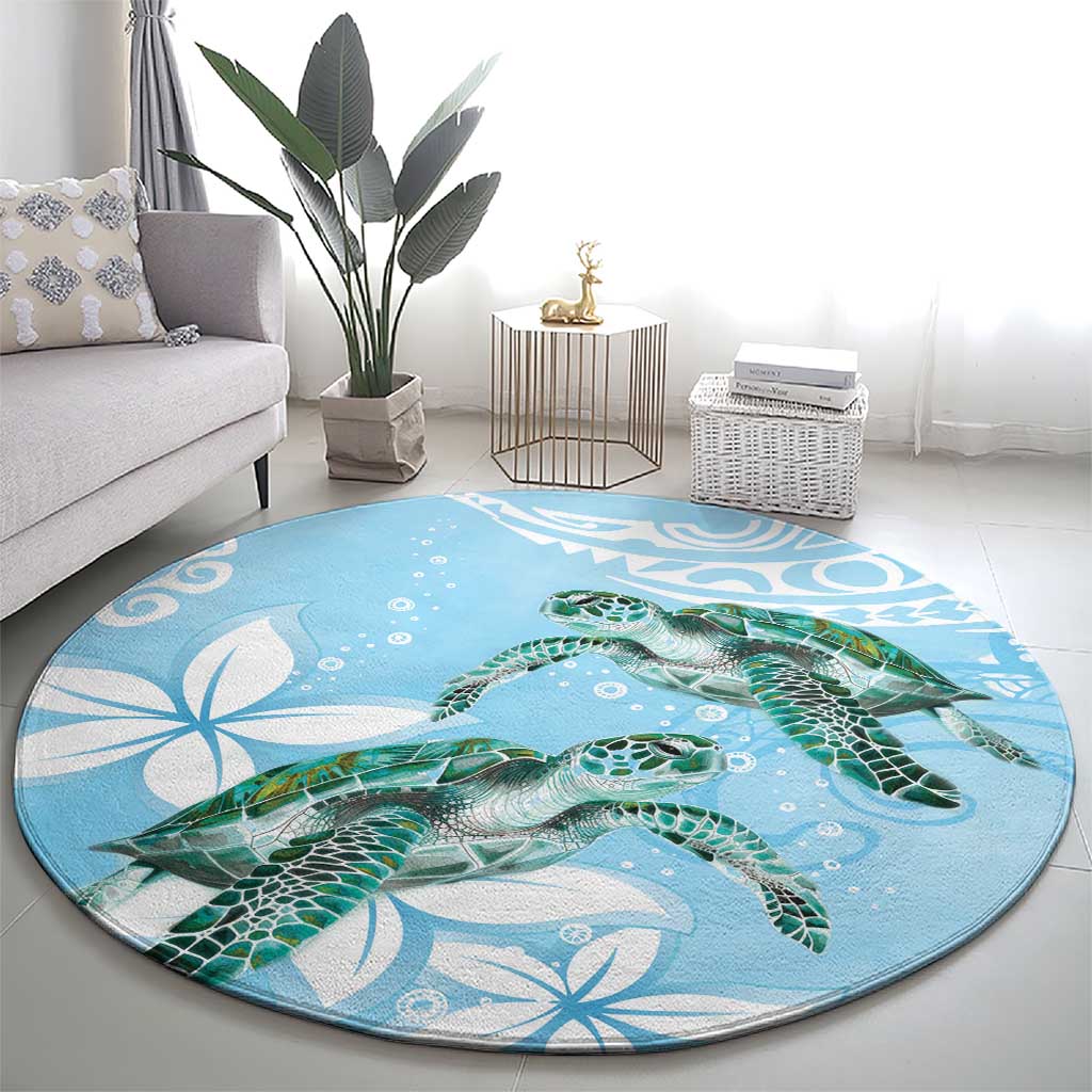 Polynesia Valentine's Day Round Carpet SeaTurtle Couple Polynesian - Fairy Sparkles Color LT14 - Polynesian Pride