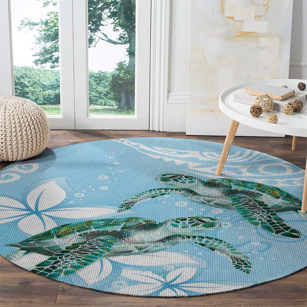 Polynesia Valentine's Day Round Carpet SeaTurtle Couple Polynesian - Fairy Sparkles Color LT14 - Polynesian Pride
