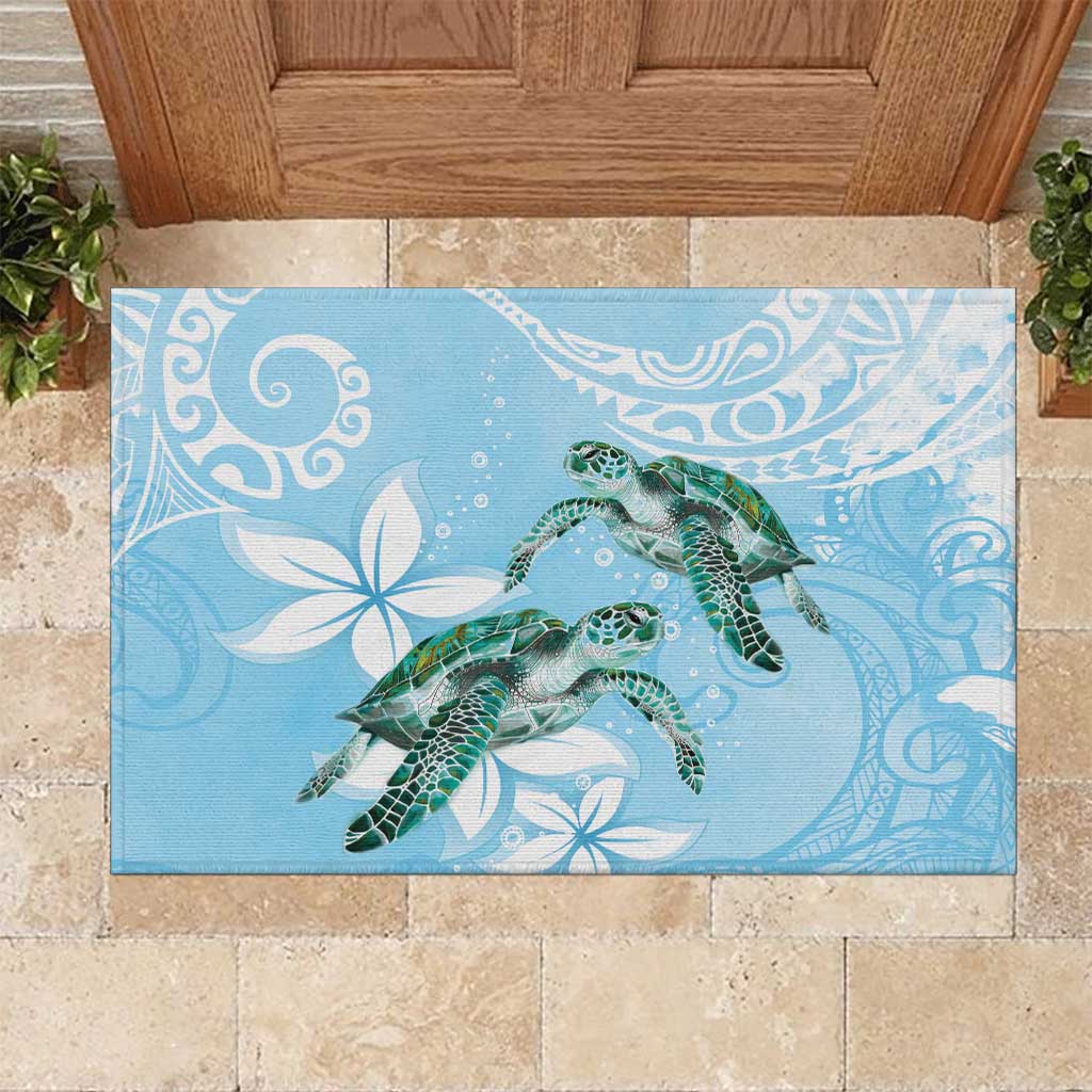 Polynesia Valentine's Day Rubber Doormat SeaTurtle Couple Polynesian - Fairy Sparkles Color LT14 Blue - Polynesian Pride