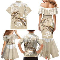 Happy Valentine's Day Polynesia Family Matching Mermaid Dress and Hawaiian Shirt SeaTurtle Couple Polynesian - Pollinate Color