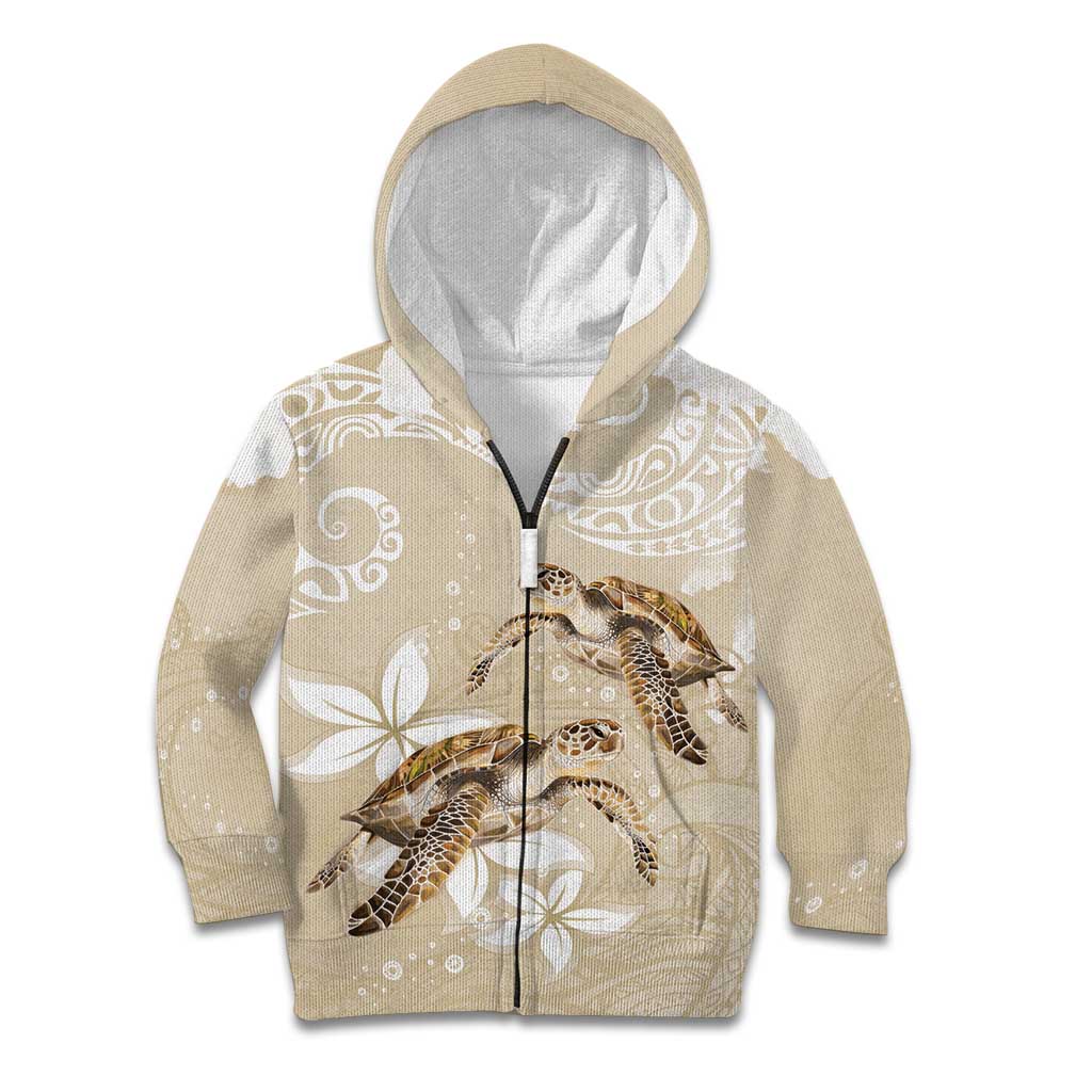 Happy Valentine's Day Polynesia Kid Hoodie SeaTurtle Couple Polynesian - Pollinate Color LT14 Zip Hoodie Beige - Polynesian Pride