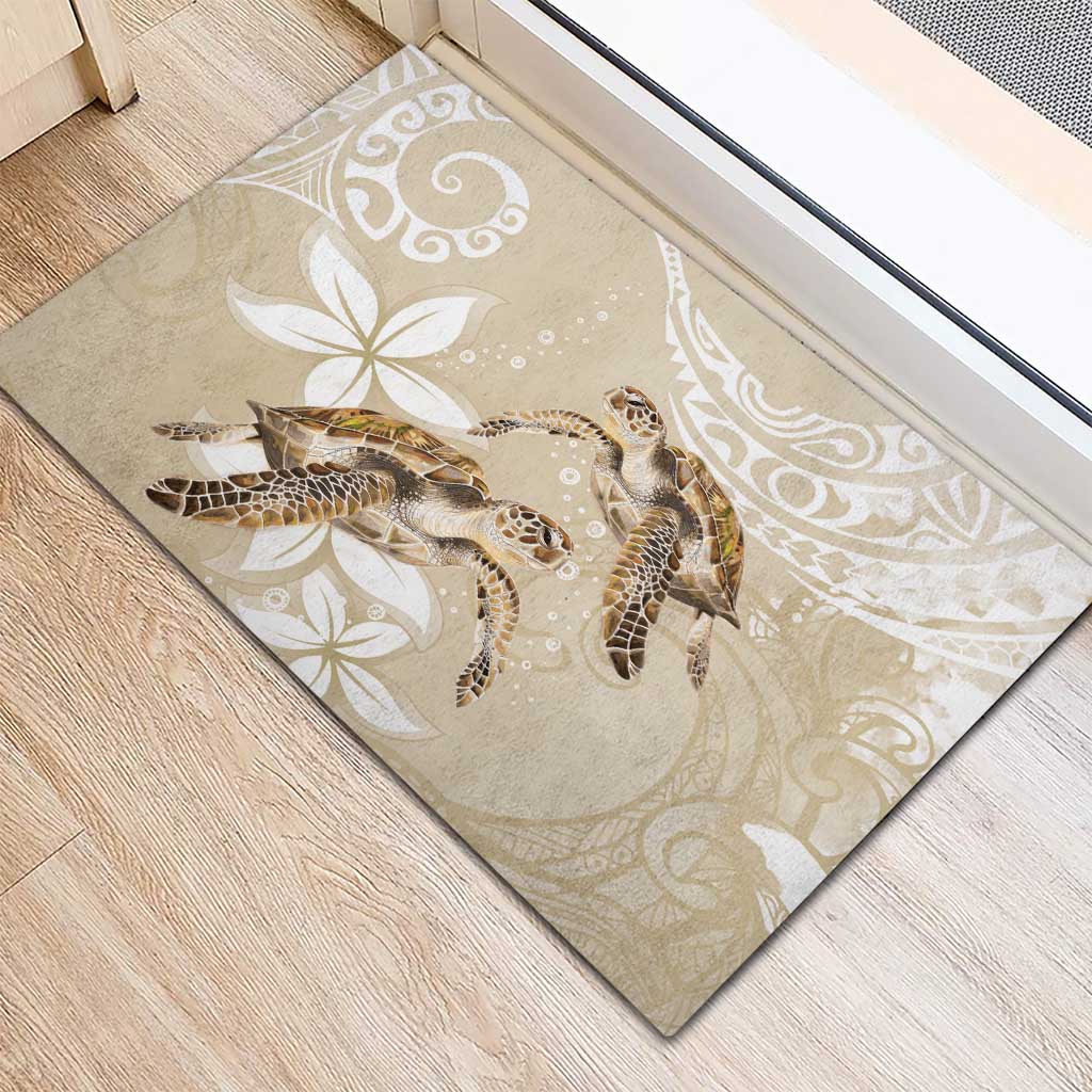 Happy Valentine's Day Polynesia Rubber Doormat SeaTurtle Couple Polynesian - Pollinate Color