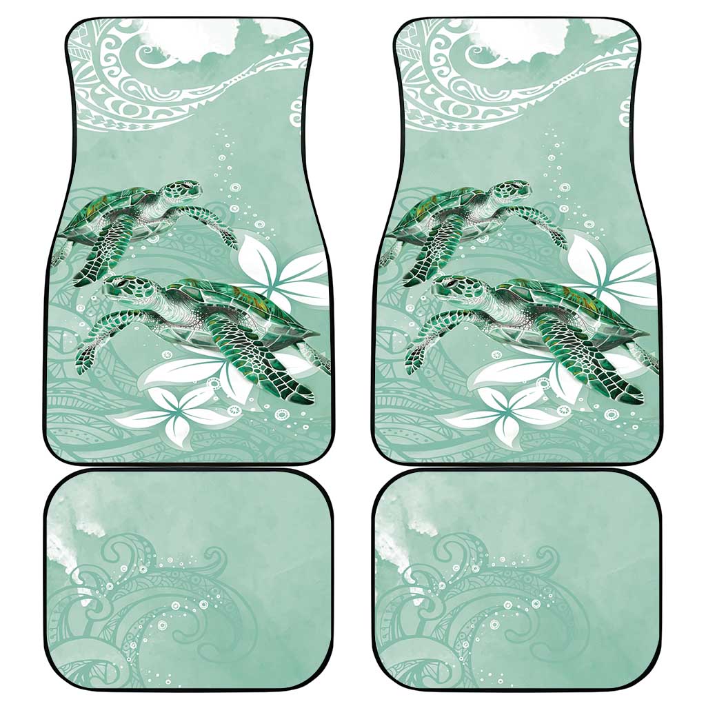 Happy Valentine's Day Polynesia Car Mats SeaTurtle Couple Polynesian - Green Lester Color