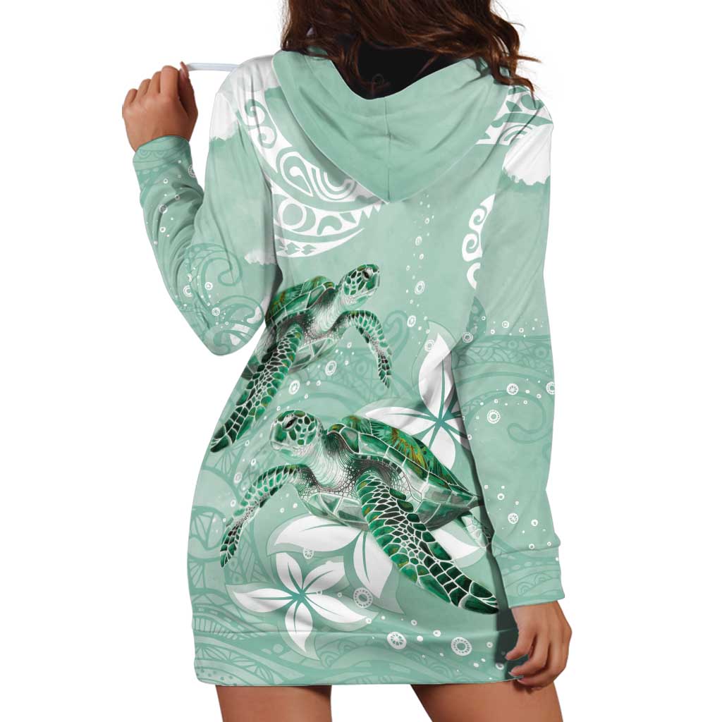 Happy Valentine's Day Polynesia Hoodie Dress SeaTurtle Couple Polynesian - Green Lester Color