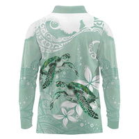 Happy Valentine's Day Polynesia Long Sleeve Polo Shirt SeaTurtle Couple Polynesian - Green Lester Color LT14 - Polynesian Pride