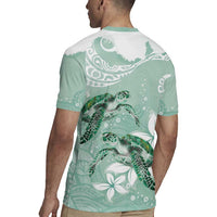Happy Valentine's Day Polynesia Rugby Jersey SeaTurtle Couple Polynesian - Green Lester Color