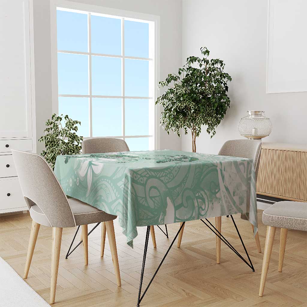 Happy Valentine's Day Polynesia Tablecloth SeaTurtle Couple Polynesian - Green Lester Color