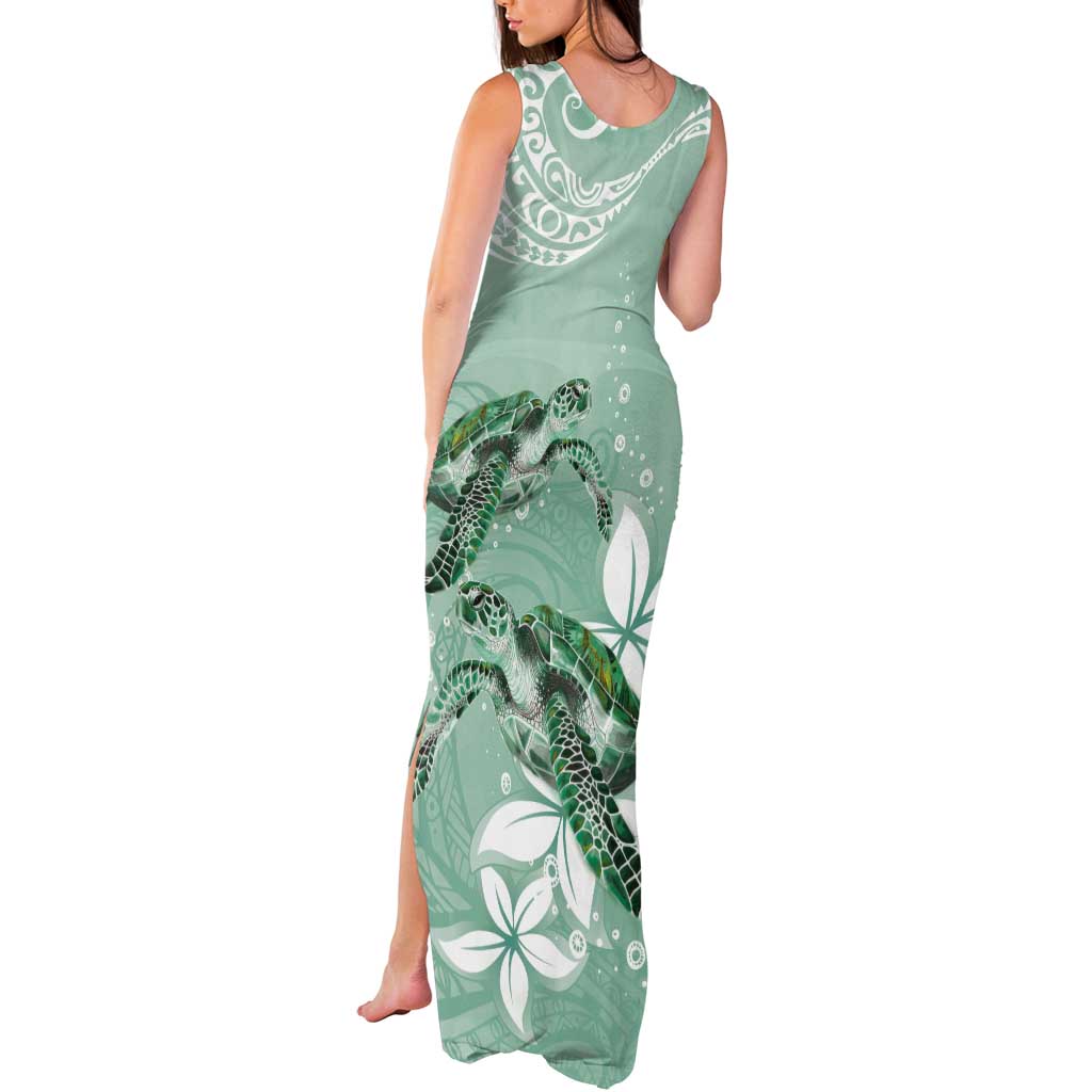 Happy Valentine's Day Polynesia Tank Maxi Dress SeaTurtle Couple Polynesian - Green Lester Color