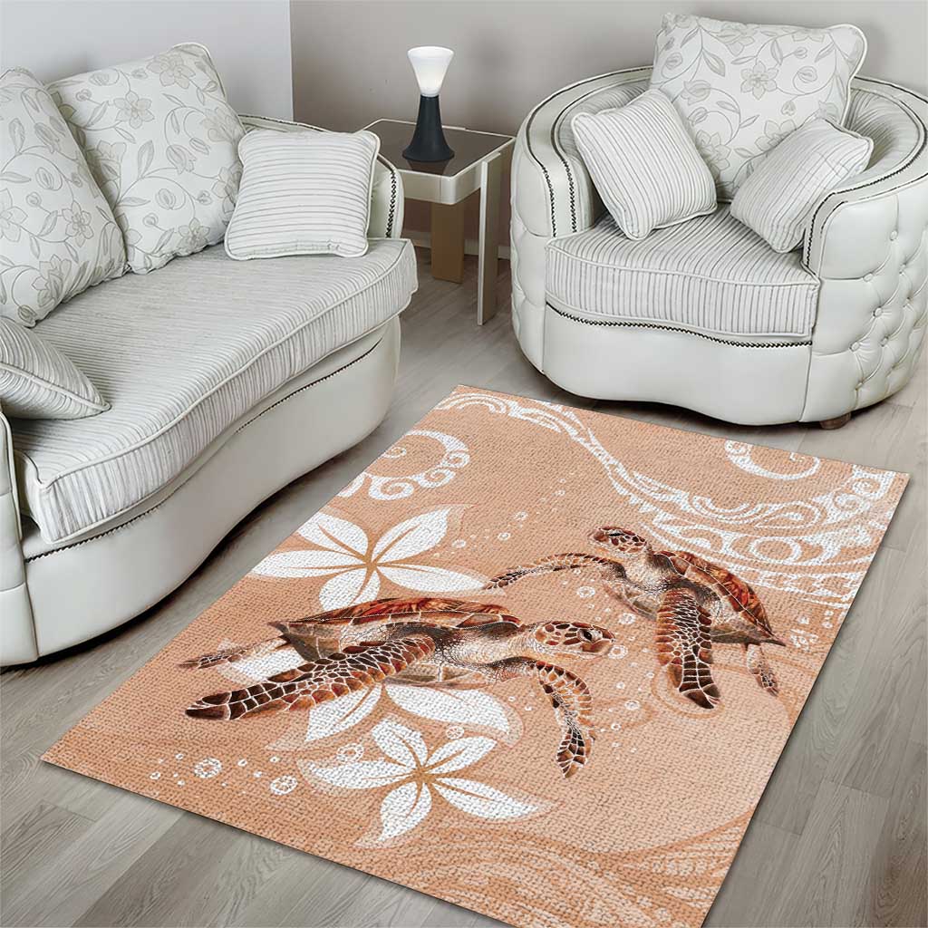Happy Valentine's Day Polynesia Area Rug SeaTurtle Couple Polynesian - Desert Sand Color