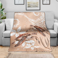 Happy Valentine's Day Polynesia Blanket SeaTurtle Couple Polynesian - Desert Sand Color
