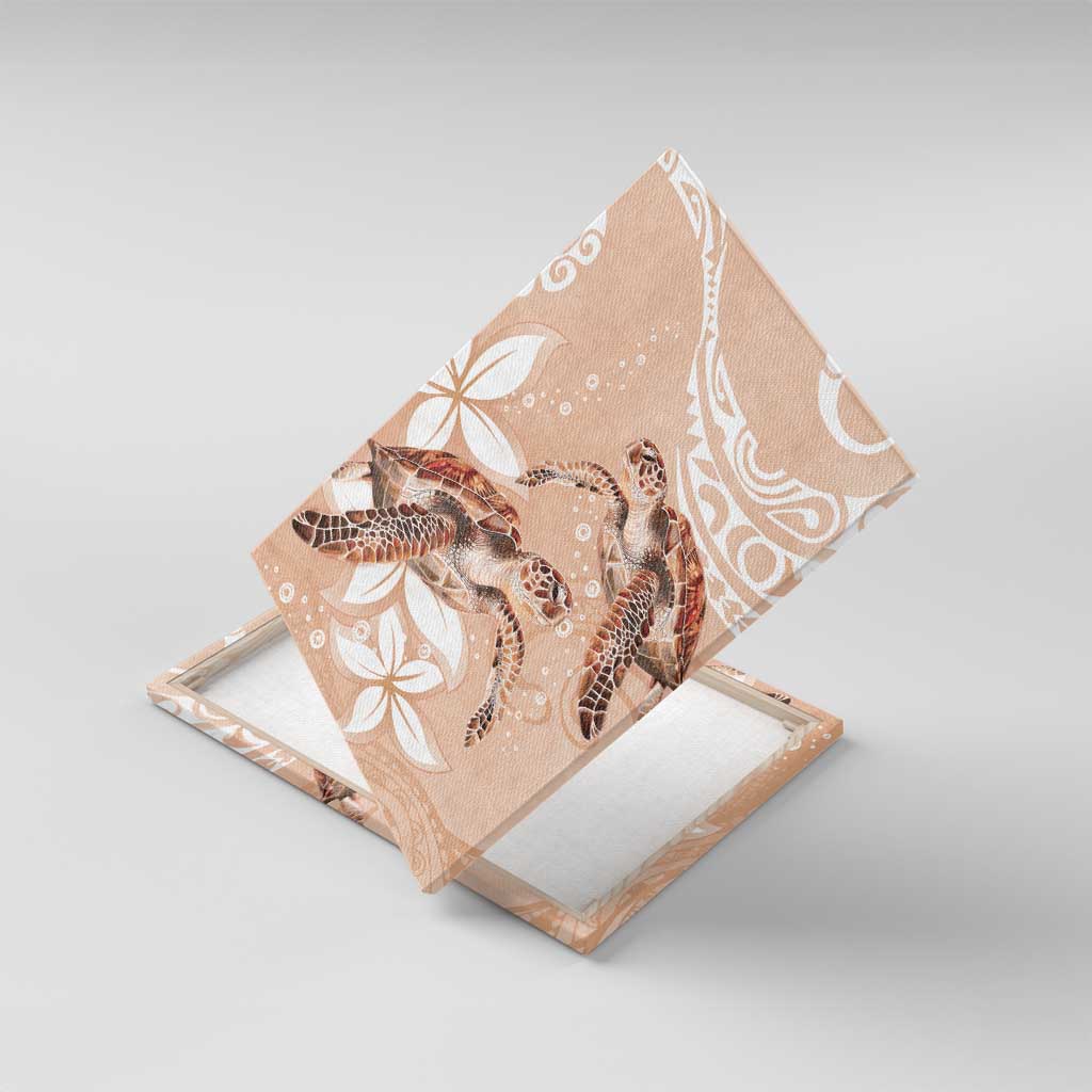 Happy Valentine's Day Polynesia Canvas Wall Art SeaTurtle Couple Polynesian - Desert Sand Color