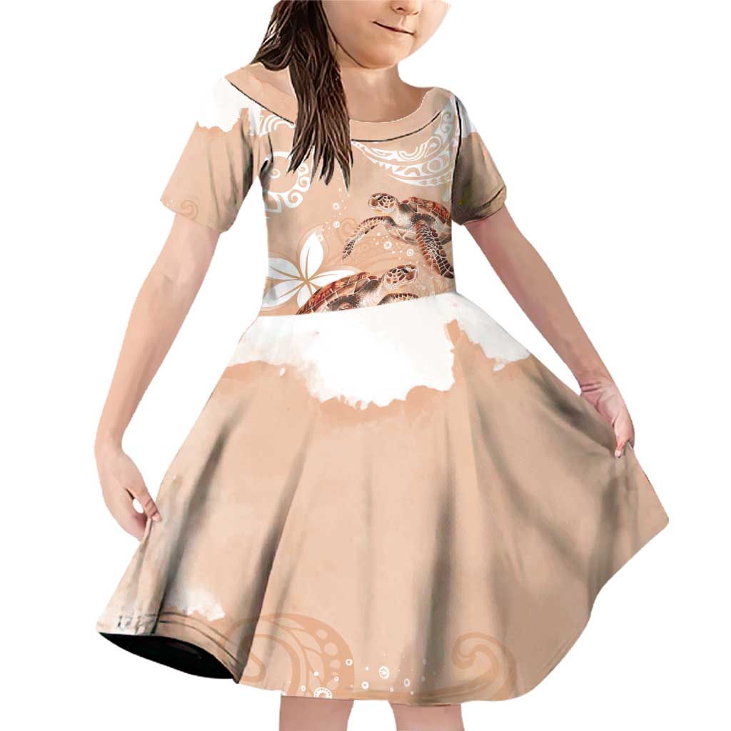 Happy Valentine's Day Polynesia Family Matching Off Shoulder Short Dress and Hawaiian Shirt SeaTurtle Couple Polynesian - Desert Sand Color