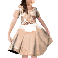 Happy Valentine's Day Polynesia Family Matching Off Shoulder Short Dress and Hawaiian Shirt SeaTurtle Couple Polynesian - Desert Sand Color