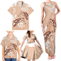 Happy Valentine's Day Polynesia Family Matching Tank Maxi Dress and Hawaiian Shirt SeaTurtle Couple Polynesian - Desert Sand Color