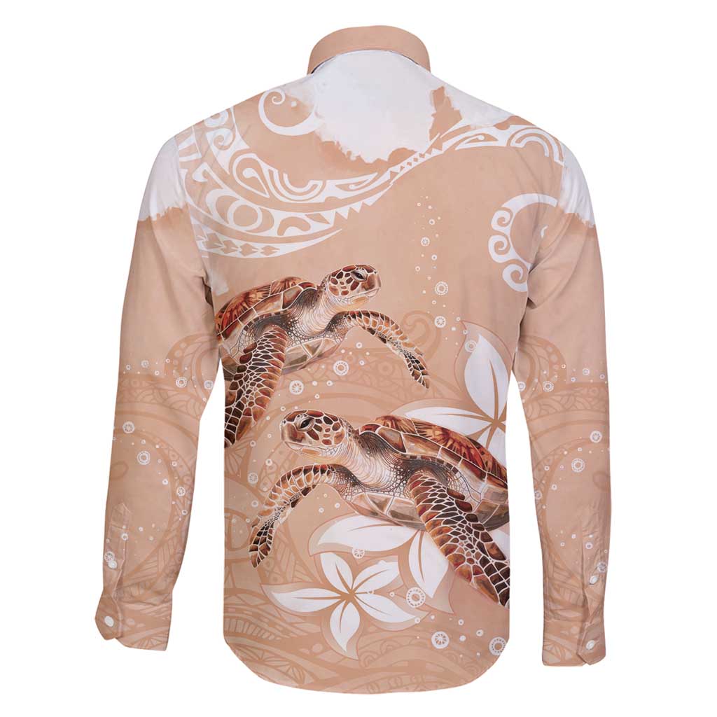 Happy Valentine's Day Polynesia Family Matching Tank Maxi Dress and Hawaiian Shirt SeaTurtle Couple Polynesian - Desert Sand Color