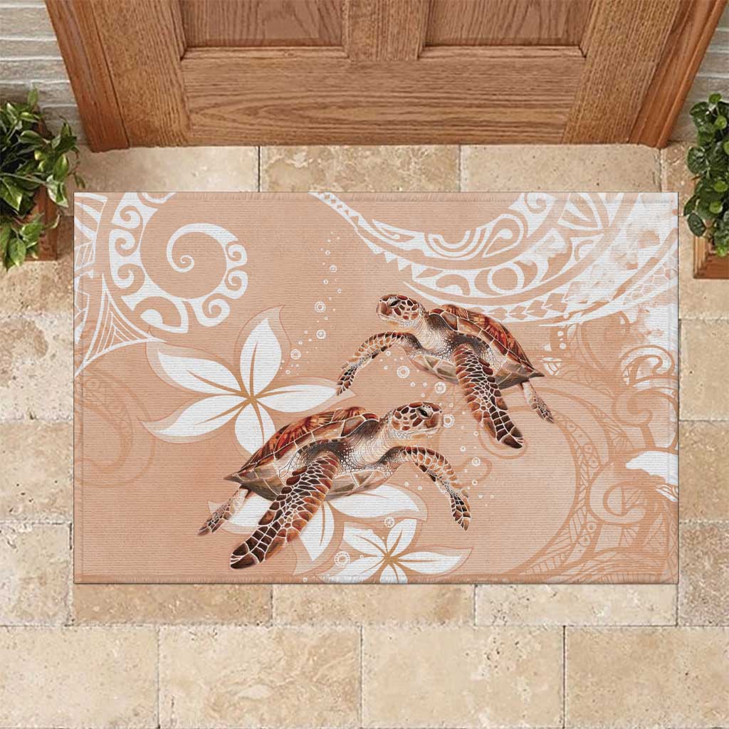 Happy Valentine's Day Polynesia Rubber Doormat SeaTurtle Couple Polynesian - Desert Sand Color LT14 Desert Sand - Polynesian Pride