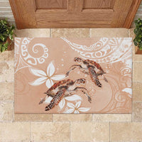 Happy Valentine's Day Polynesia Rubber Doormat SeaTurtle Couple Polynesian - Desert Sand Color LT14 Desert Sand - Polynesian Pride