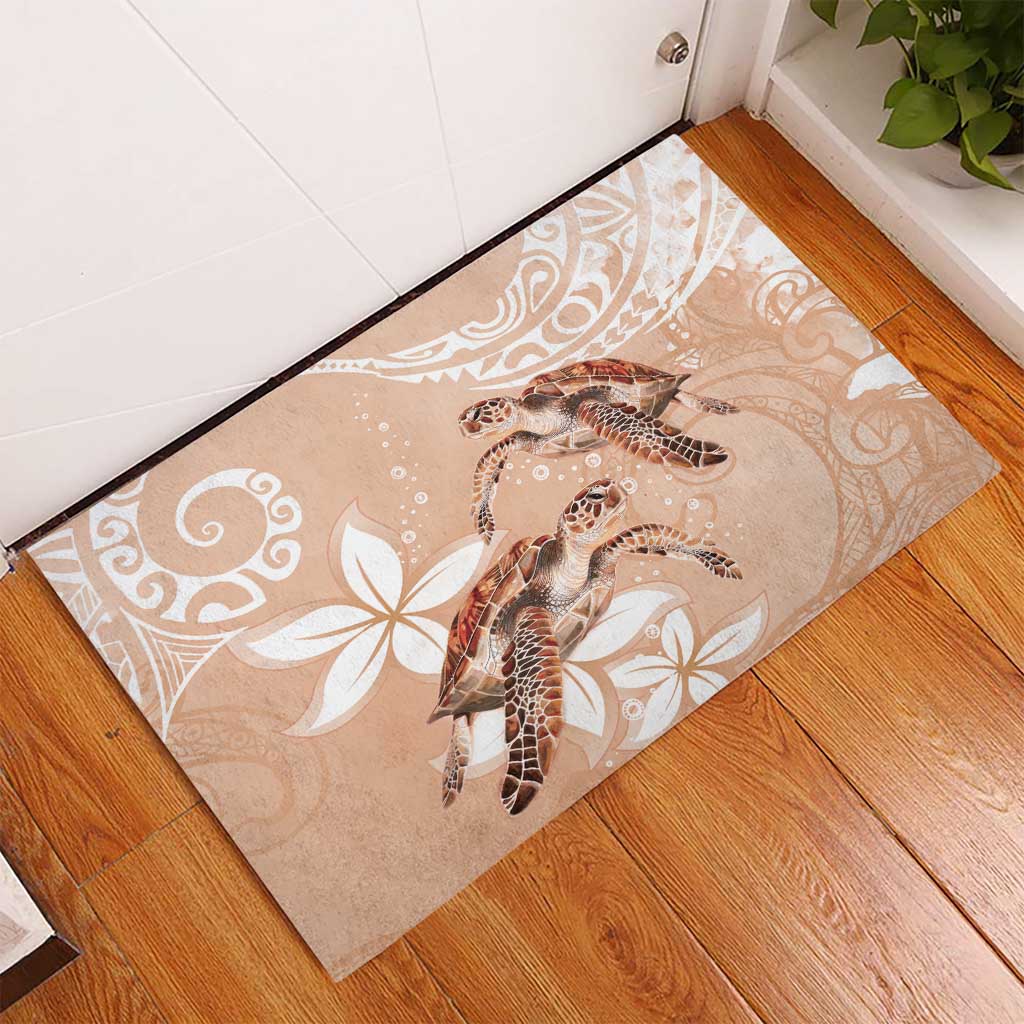 Happy Valentine's Day Polynesia Rubber Doormat SeaTurtle Couple Polynesian - Desert Sand Color LT14 - Polynesian Pride