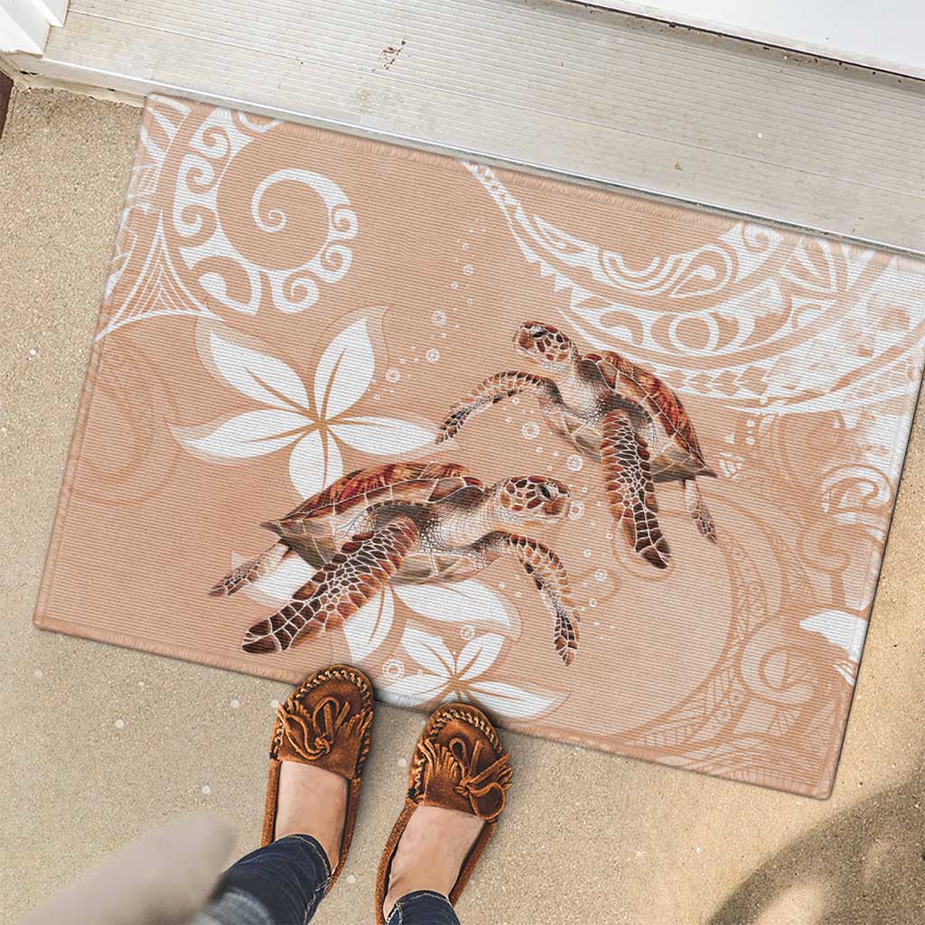 Happy Valentine's Day Polynesia Rubber Doormat SeaTurtle Couple Polynesian - Desert Sand Color LT14 - Polynesian Pride