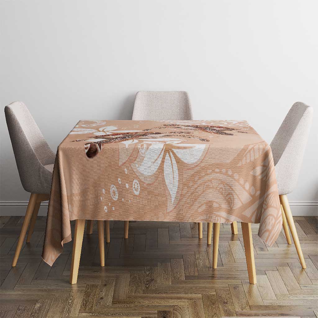 Happy Valentine's Day Polynesia Tablecloth SeaTurtle Couple Polynesian - Desert Sand Color
