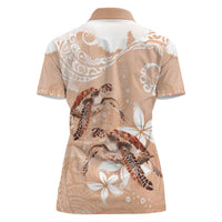 Happy Valentine's Day Polynesia Women Polo Shirt SeaTurtle Couple Polynesian - Desert Sand Color