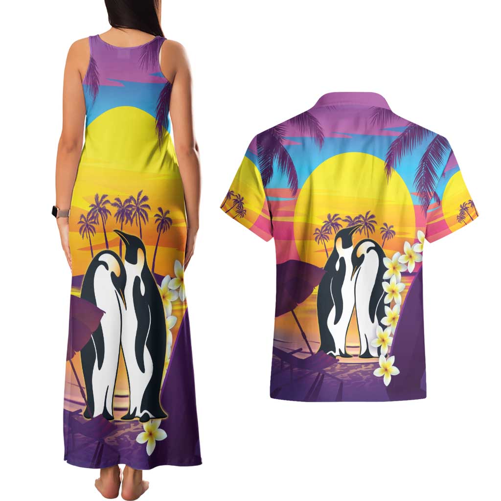 Hawaii Penguin Couple Couples Matching Tank Maxi Dress and Hawaiian Shirt You Are My Valentine - Tropical Sunset Vibes