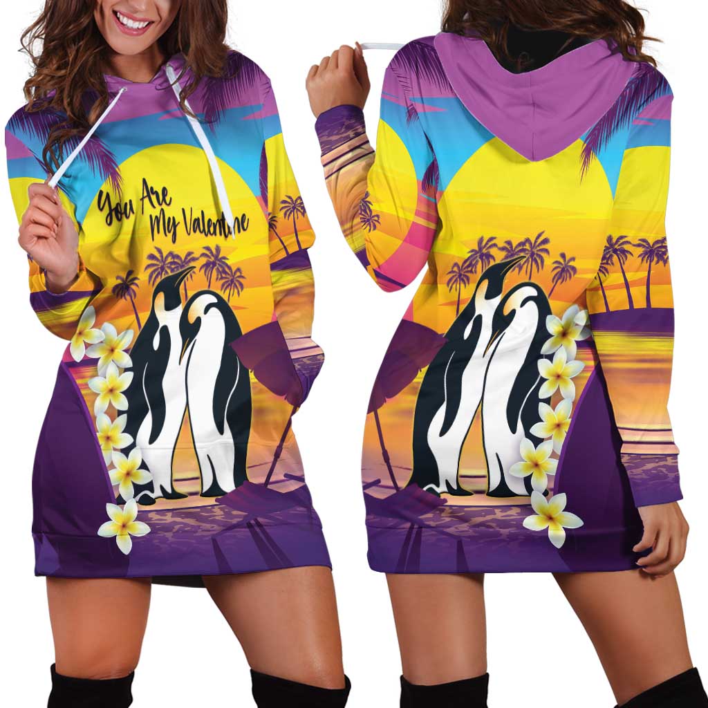 Hawaii Penguin Couple Hoodie Dress You Are My Valentine - Tropical Sunset Vibes