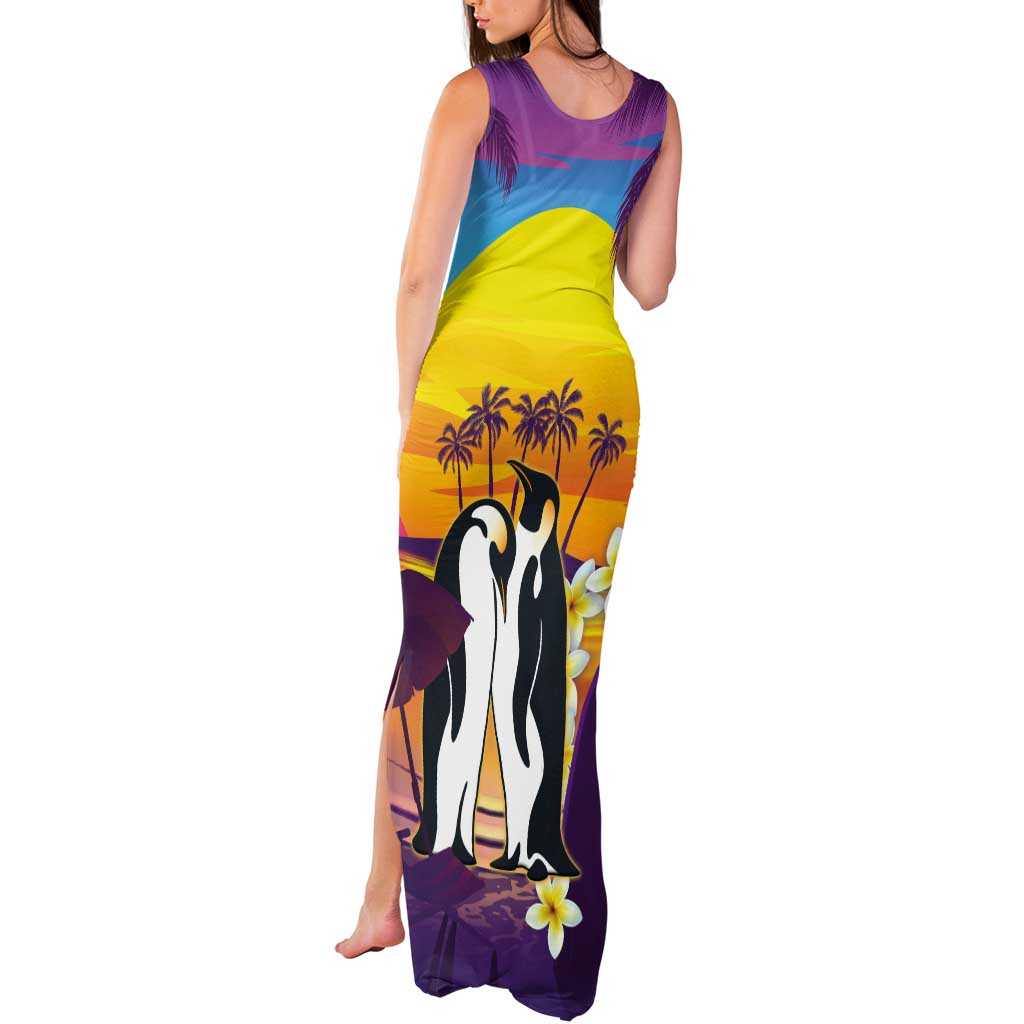 Hawaii Penguin Couple Tank Maxi Dress You Are My Valentine - Tropical Sunset Vibes
