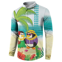 Hawaii Penguin Couple Button Sweatshirt Hawaiian Kakau - Tropical Summer Vibes LT14 - Polynesian Pride