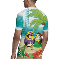 Hawaii Penguin Couple Rugby Jersey Hawaiian Kakau - Tropical Summer Vibes