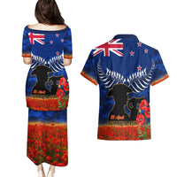 New Zealand ANZAC Day Couples Matching Puletasi and Hawaiian Shirt 25 April Last Post Camouflage With Poppies LT14 - Polynesian Pride
