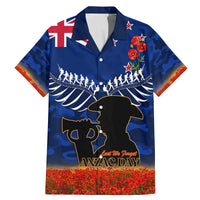 New Zealand ANZAC Day Family Matching Mermaid Dress and Hawaiian Shirt 25 April Last Post Camouflage With Poppies LT14 Dad's Shirt - Short Sleeve Blue - Polynesian Pride