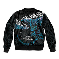 New Zealand Matariki Bomber Jacket Maori New Year Silver Fern And Lizard - Turquosie