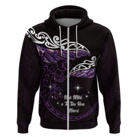 New Zealand Matariki Hoodie Maori New Year Silver Fern And Lizard - Purple