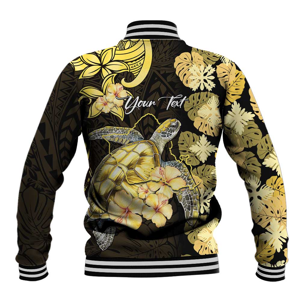 Personalised Aloha Hawaii Oahu Island Baseball Jacket Gathering Place Sea Turtle Ilima Flowers LT14 - Polynesian Pride